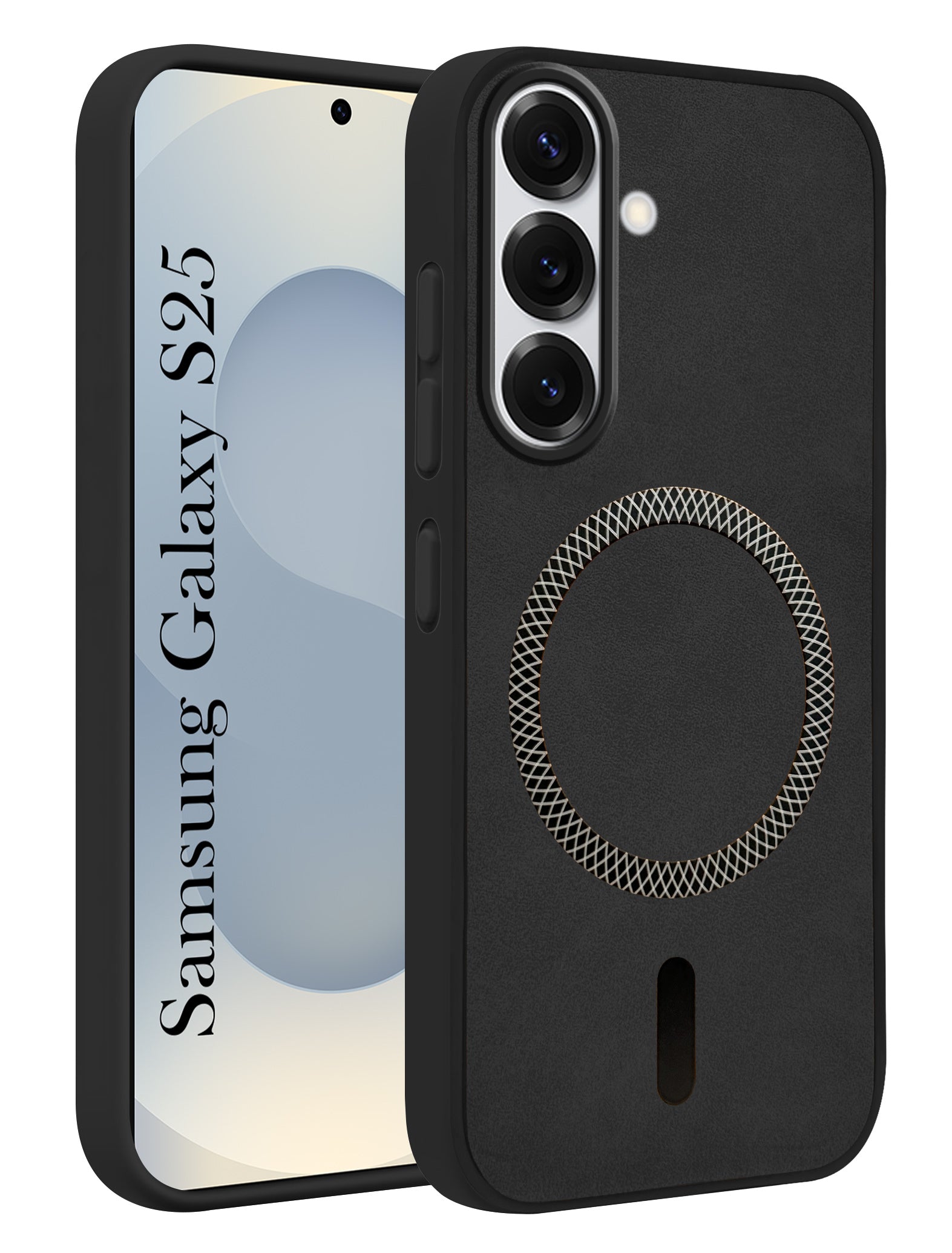 For Samsung Galaxy S25 Back Cover Case (Sleek Leather Finish | MagSafe Compatible Wireless Charging | Camera Bump Protection)
