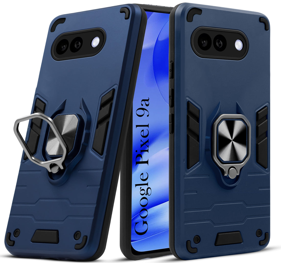 For Google Pixel 9A Back Cover Case Hybrid Armor (Shockproof Dual Layer Polycarbonate |Ring Holder Kickstand)