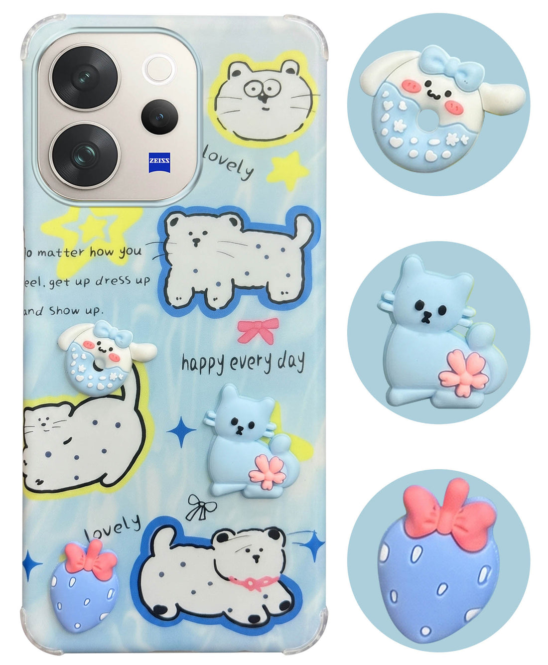 For Vivo V70 | Vivo V70 Elite 5G Back Cover Case (3D Cute Cartoons | Hard Back Side Soft | Matte Premium Finish | HD Printing)