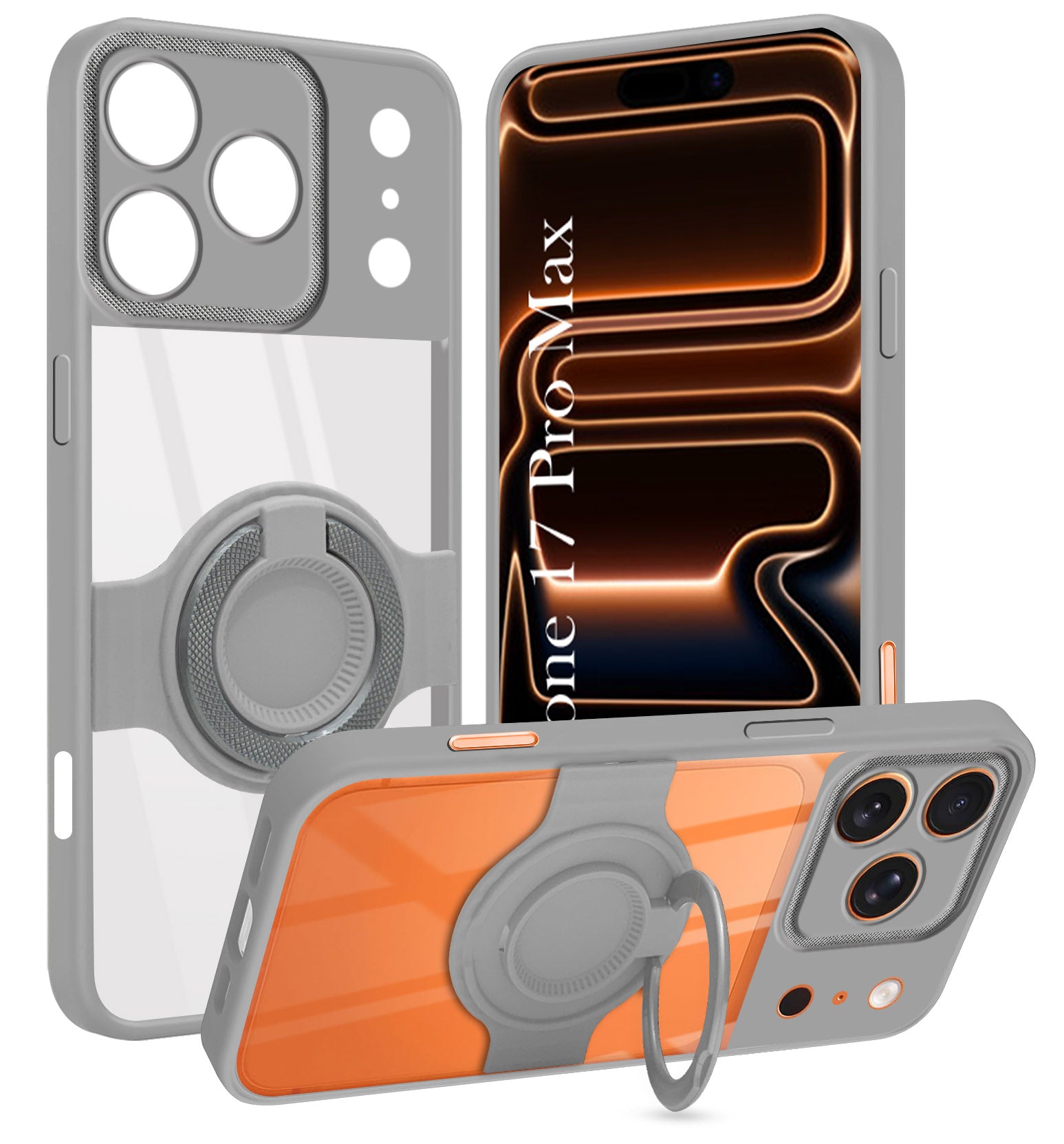 For Apple iPhone 17 Pro Max Back Cover Case with stand (Built-in Ring Holder Kickstand | Lifetime Anti Yellow | Camera Protection)