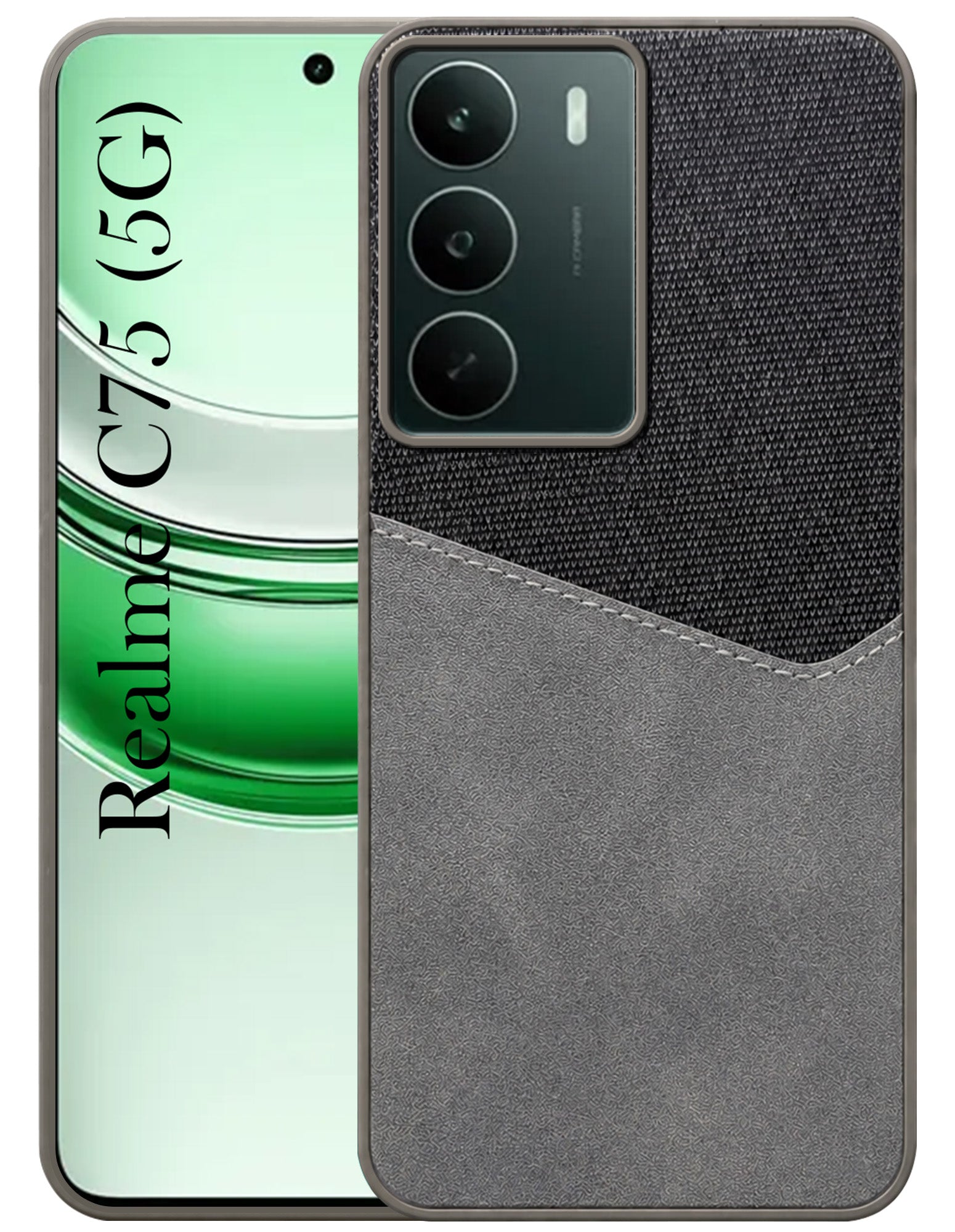 For Realme C75 5G Back Cover Case (Dual PU Leather Stitch | Professional Minimalist | Soft and Flexible)