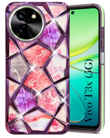 For Vivo T3x 5G Back Cover Case (Dual Design Glitter Sparkle and Detachable Diamond Print Case | Soft and Flexible)