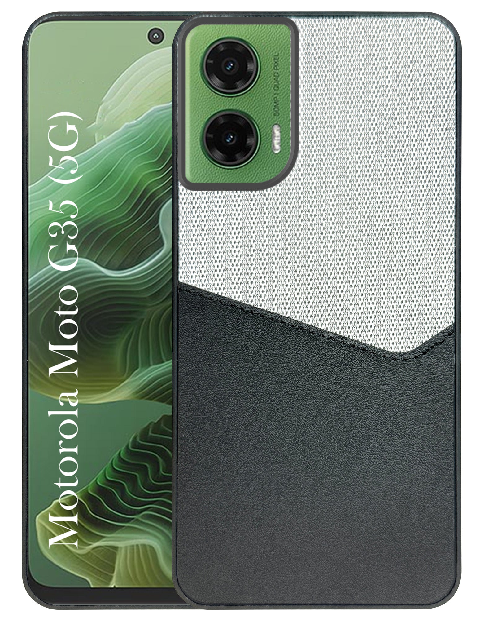 For Motorola Moto G35 Back Cover Case (Dual PU Leather Stitch | Professional Minimalist | Soft and Flexible)