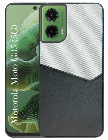 For Motorola Moto G35 Back Cover Case (Dual PU Leather Stitch | Professional Minimalist | Soft and Flexible)