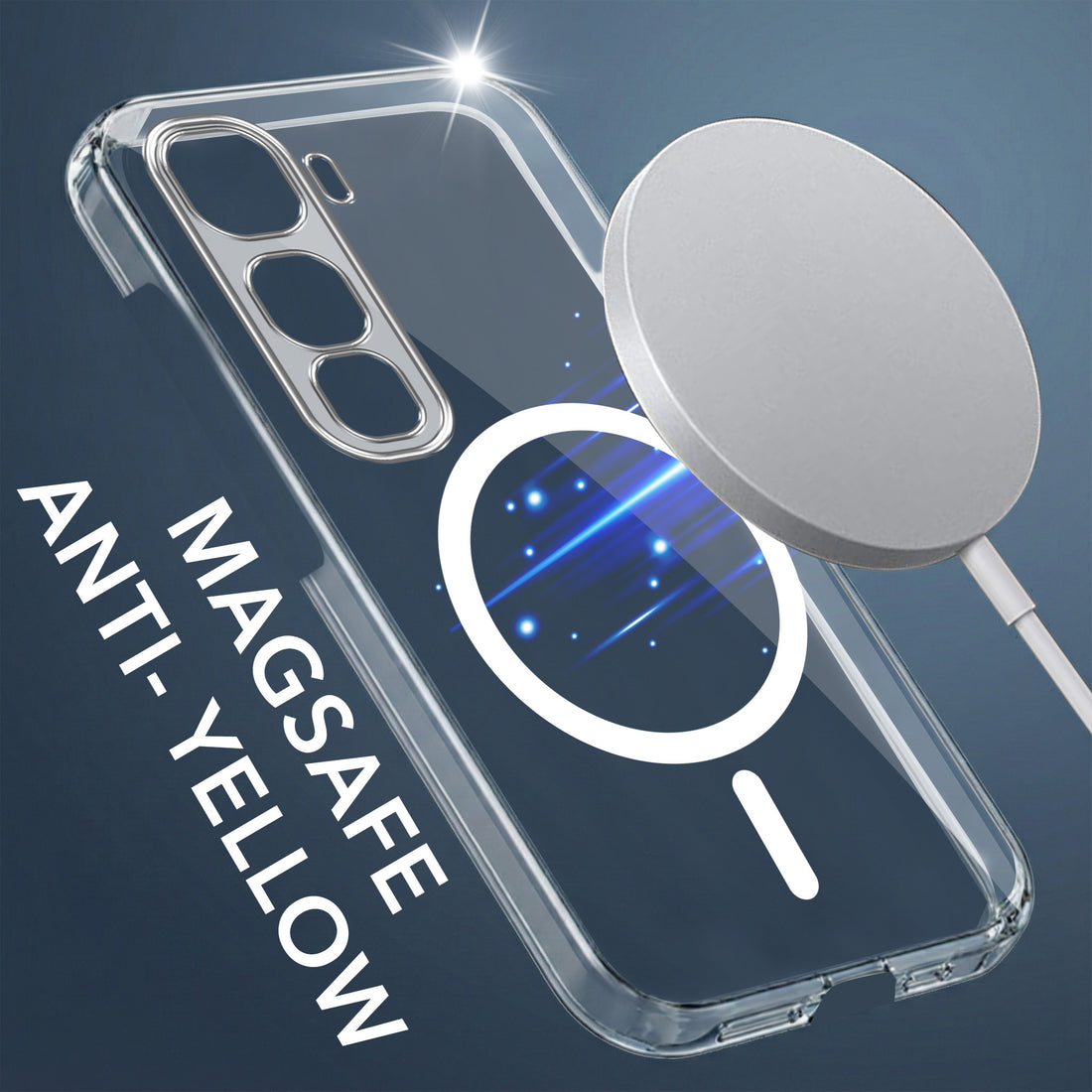 For Vivo Y400 Pro Back Cover Case Lifetime Anti-Yellow MagSafe Compatible Clear (Sleek Hard Crystal | Shockproof and Camera Protection)