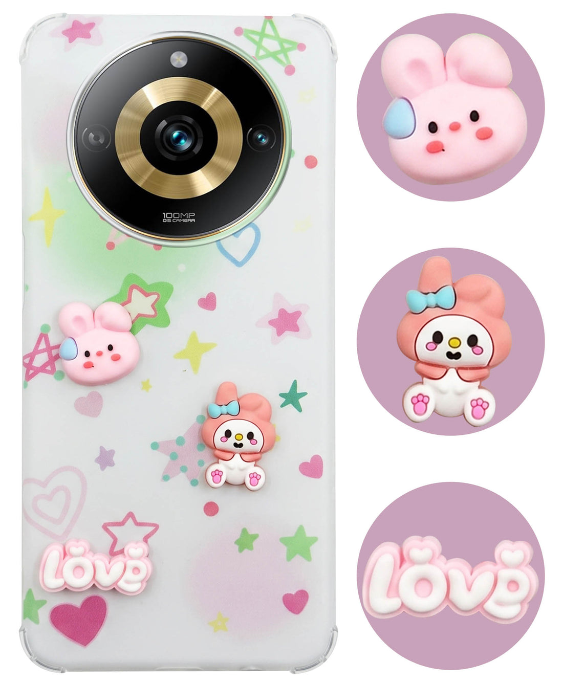 For Realme Narzo 60 Pro Back Cover Case (3D Cute Cartoons | Hard Back Side Soft | Matte Premium Finish | HD Printing)