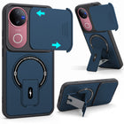 For Vivo V50 | Vivo V50e Back Case Cover Metallic (Hybrid Armor Kickstand | Sliding Shutter Camera Protection | MagSafe Compatible)