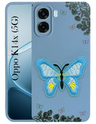 For Oppo K14x 5G Back Cover Case (Soft Butterfly Embroidery | Women Teen Girls | Camera Protection| Matte Silicone)