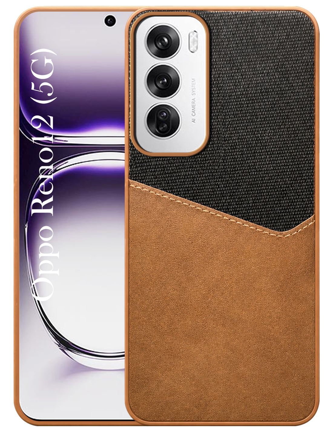 For Oppo Reno12 5G | Oppo Reno 12 5G Back Cover Case (Dual PU Leather Stitch | Professional Minimalist | Soft and Flexible)