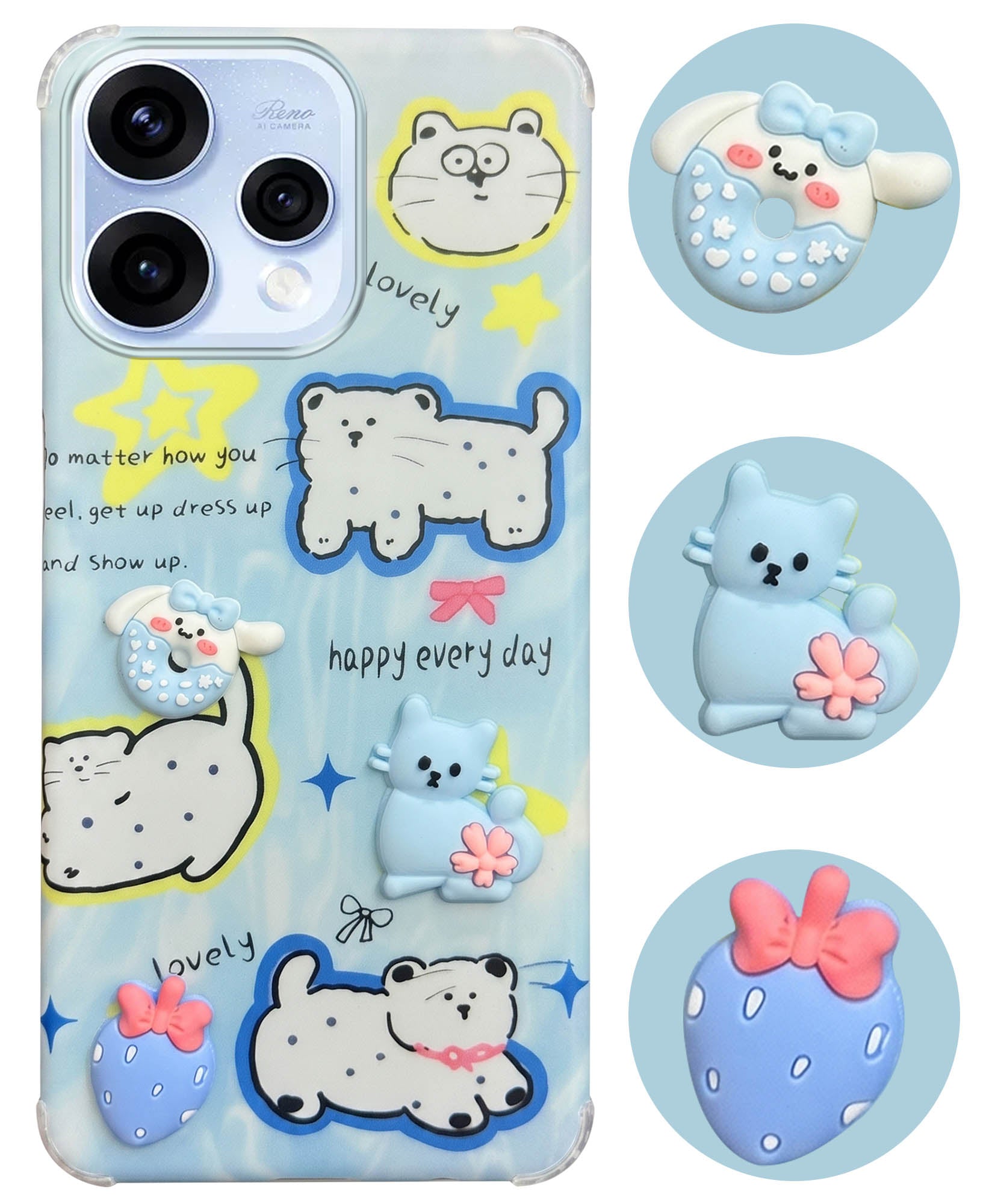 For Oppo Reno15 5G | Oppo Reno 15 5G Back Cover Case (3D Cute Cartoons | Hard Back Side Soft | Matte Premium Finish | HD Printing)