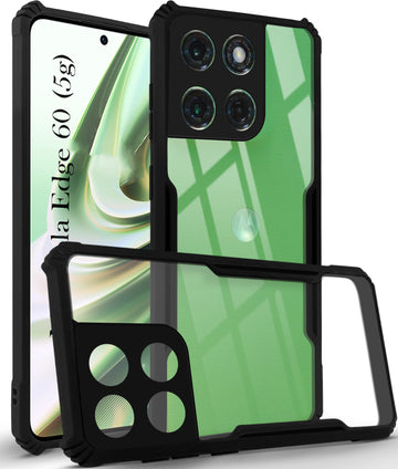 For Motorola Moto Edge 60 Back Cover Case ( Shockproof with Polycarbonate Clear Panel | Professional Black)