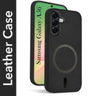 For Samsung Galaxy A56 Back Cover Case Leather Finish (MagSafe Compatible Wireless Charging | Soft Touch | Camera Bump Protection)