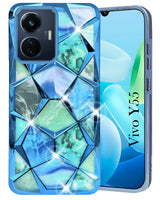For Vivo Y55 4G Back Cover Case (Dual Design Glitter Sparkle and Detachable Diamond Print Case | Soft and Flexible)