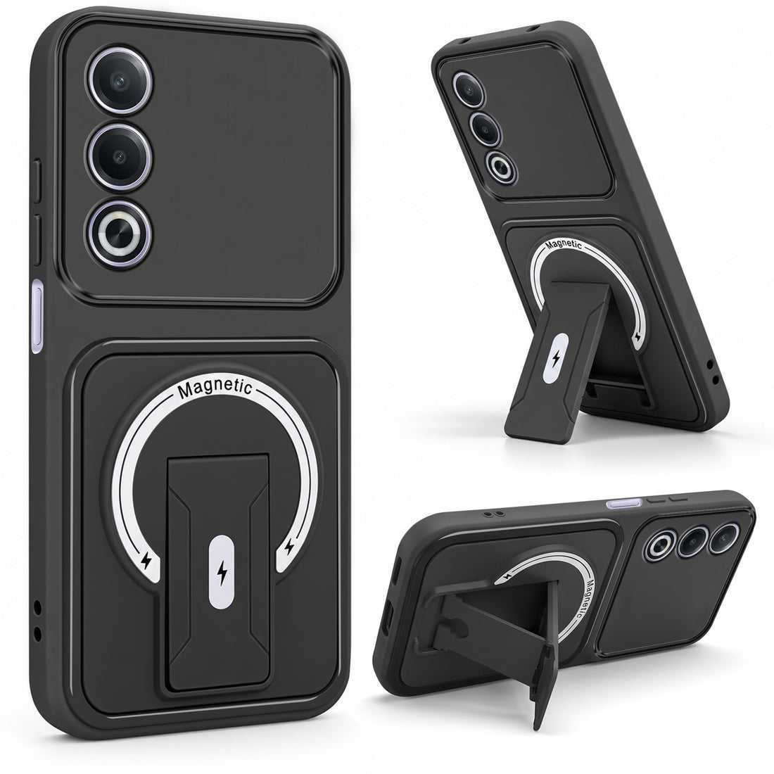 For Oppo A3 Pro 5G Back Case Cover Metallic (Hybrid Armor Kickstand | MagSafe Compatible | Camera Protection Shockproof)