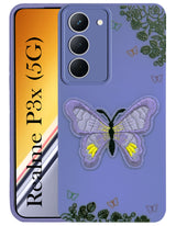 For Realme P3x Back Cover Case (Soft Butterfly Embroidery | Women Teen Girls | Camera Protection| Matte Silicone)