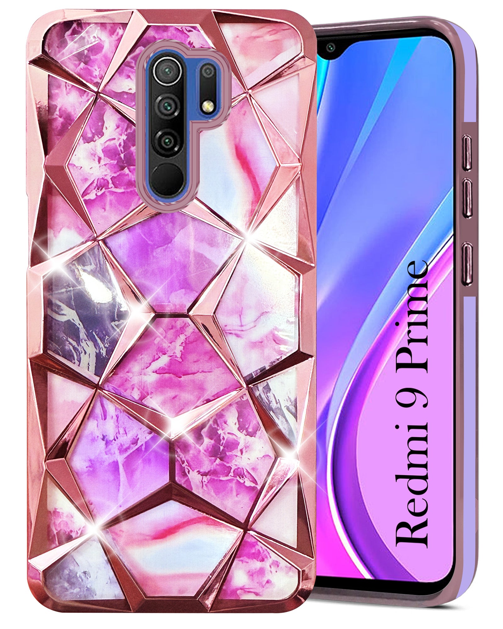 For Xiaomi Mi Redmi Prime Back Cover Case (Dual Design Glitter Sparkle and Detachable Diamond Print Case Soft and Flexible) Black