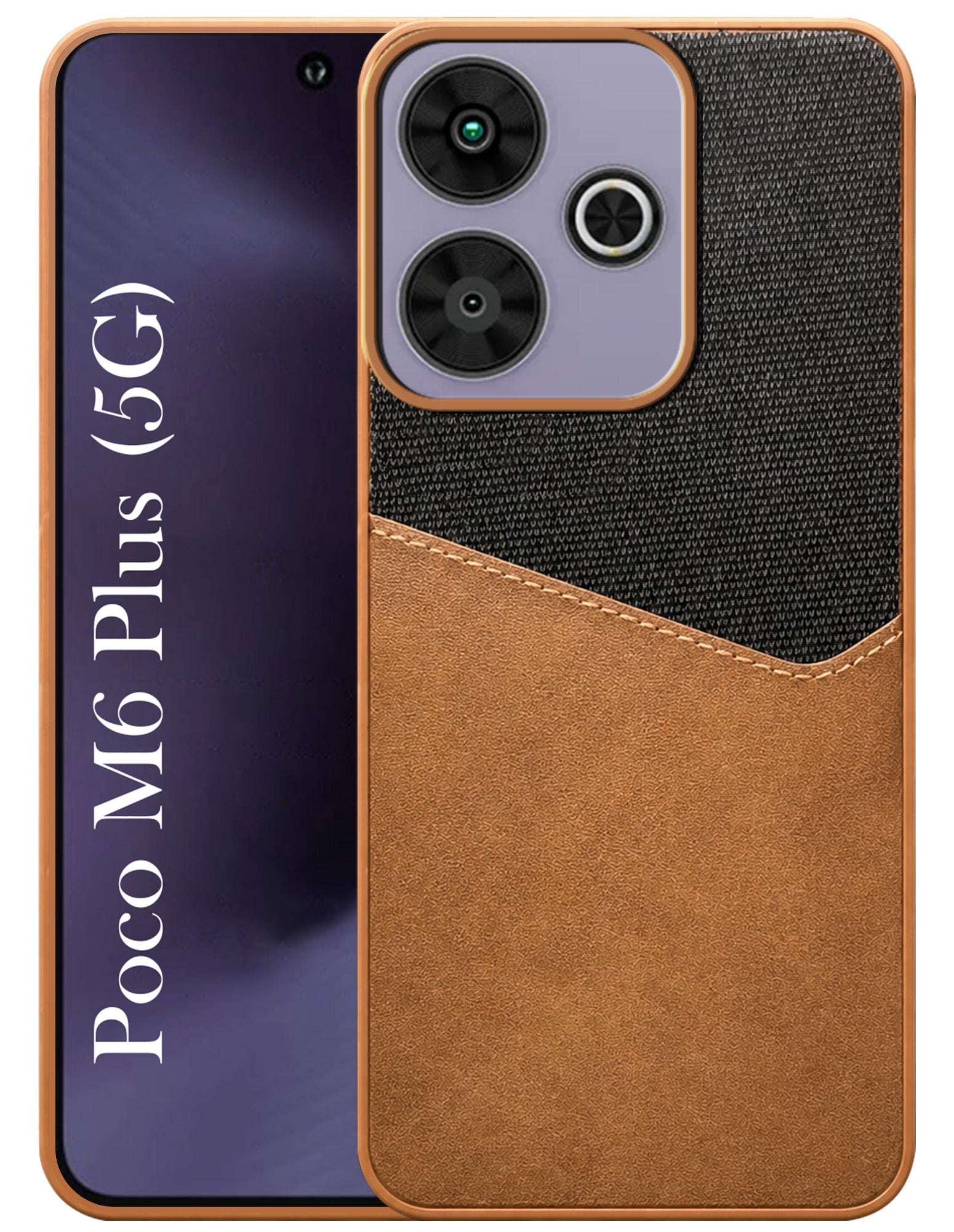 For Poco M6 Plus 5G Back Cover Case (Dual PU Leather Stitch | Professional Minimalist | Soft and Flexible)