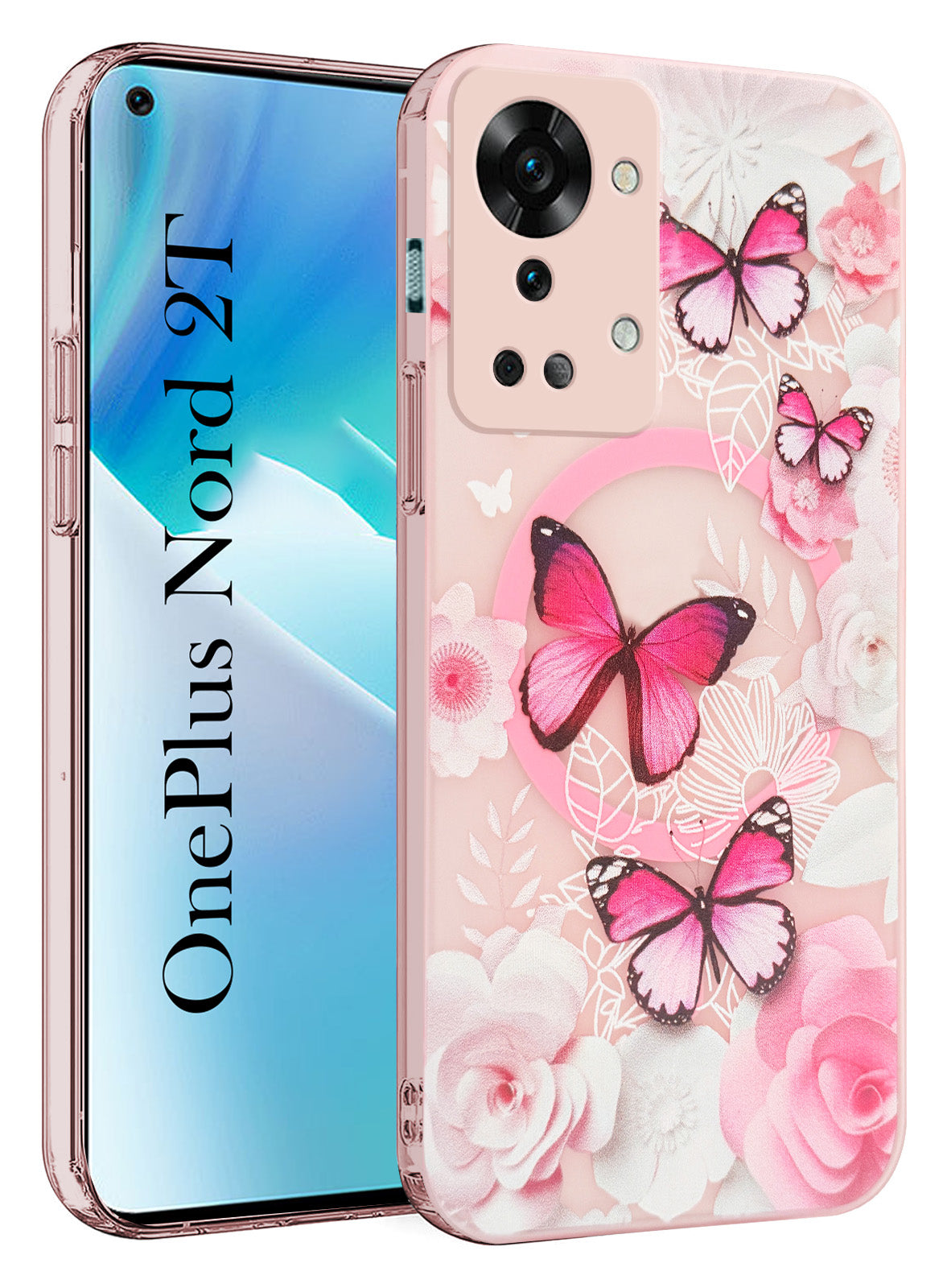 For OnePlus Nord 2T Back Cover Case (Cute Floral Design | Flower Print for Girls | MagSafe Compatible Wireless Charging)
