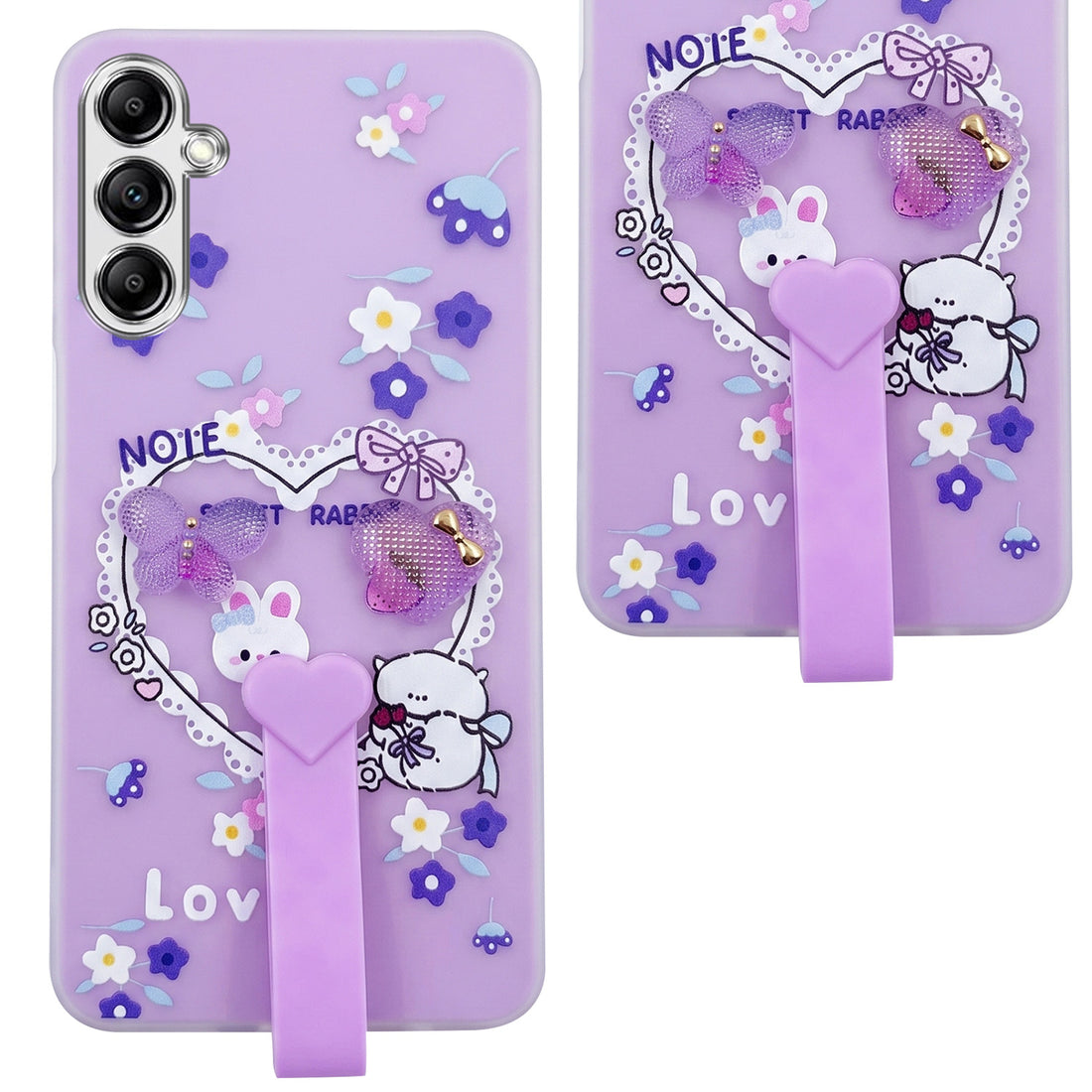 For Samsung Galaxy A14 4G | 5G Back Cover Case (3D Cute Heart Strap Holder | Camera Protection | Designer Girls Print)