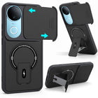 For Vivo iQOO Z10R Back Case Cover Metallic (Hybrid Armor Kickstand | Sliding Shutter Camera Protection | MagSafe Compatible)