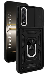 For Oneplus Nord 5 Back Cover Case (Sliding Shutter Camera Protection | Polycarbonate |Ring Holder Kickstand)