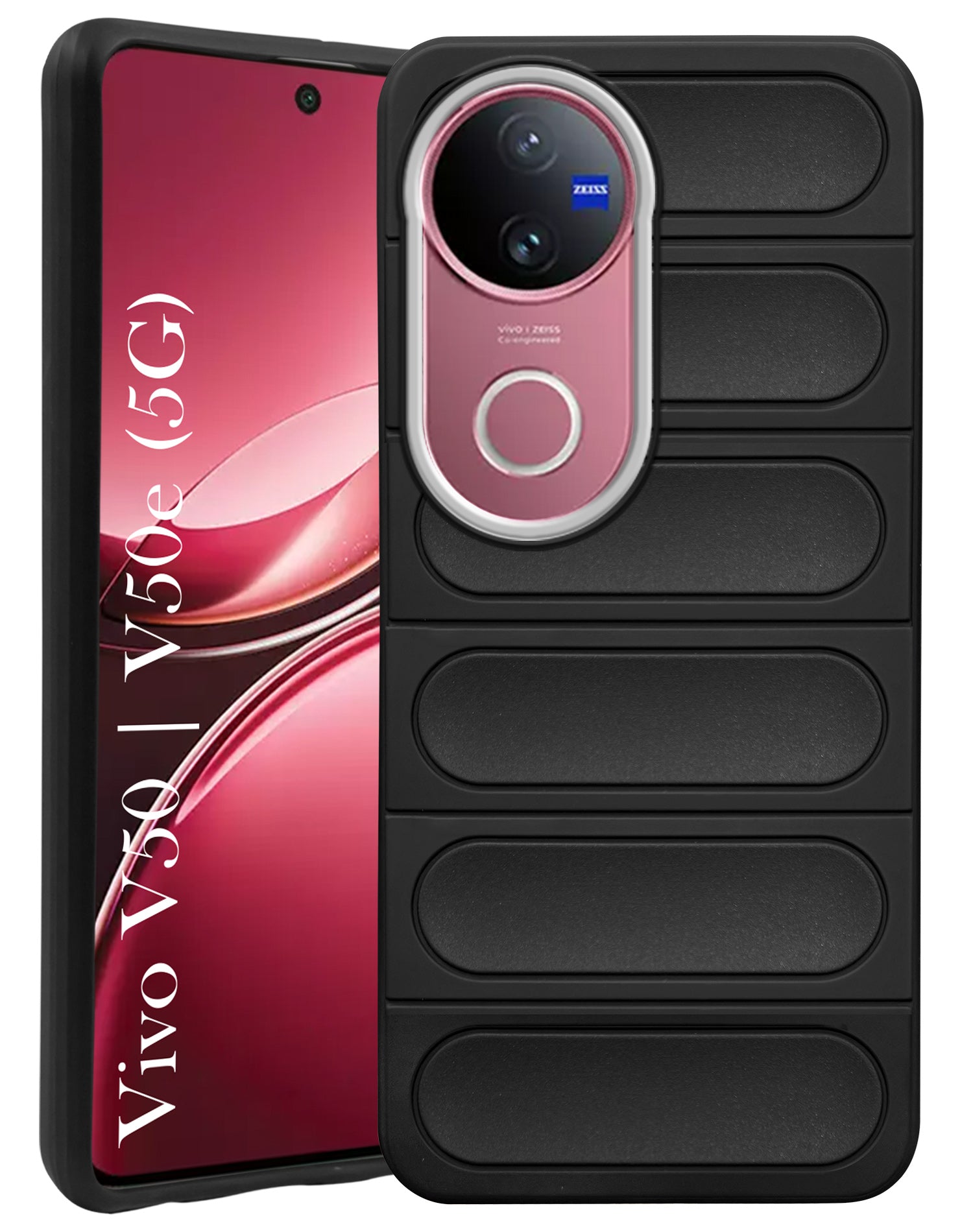 For Vivo V50 | Vivo V50e Back Cover Case (Matte Liquid Silicone| Camera Protection Ring | Professional Wave Design | Shockproof Anti Slip Grip )