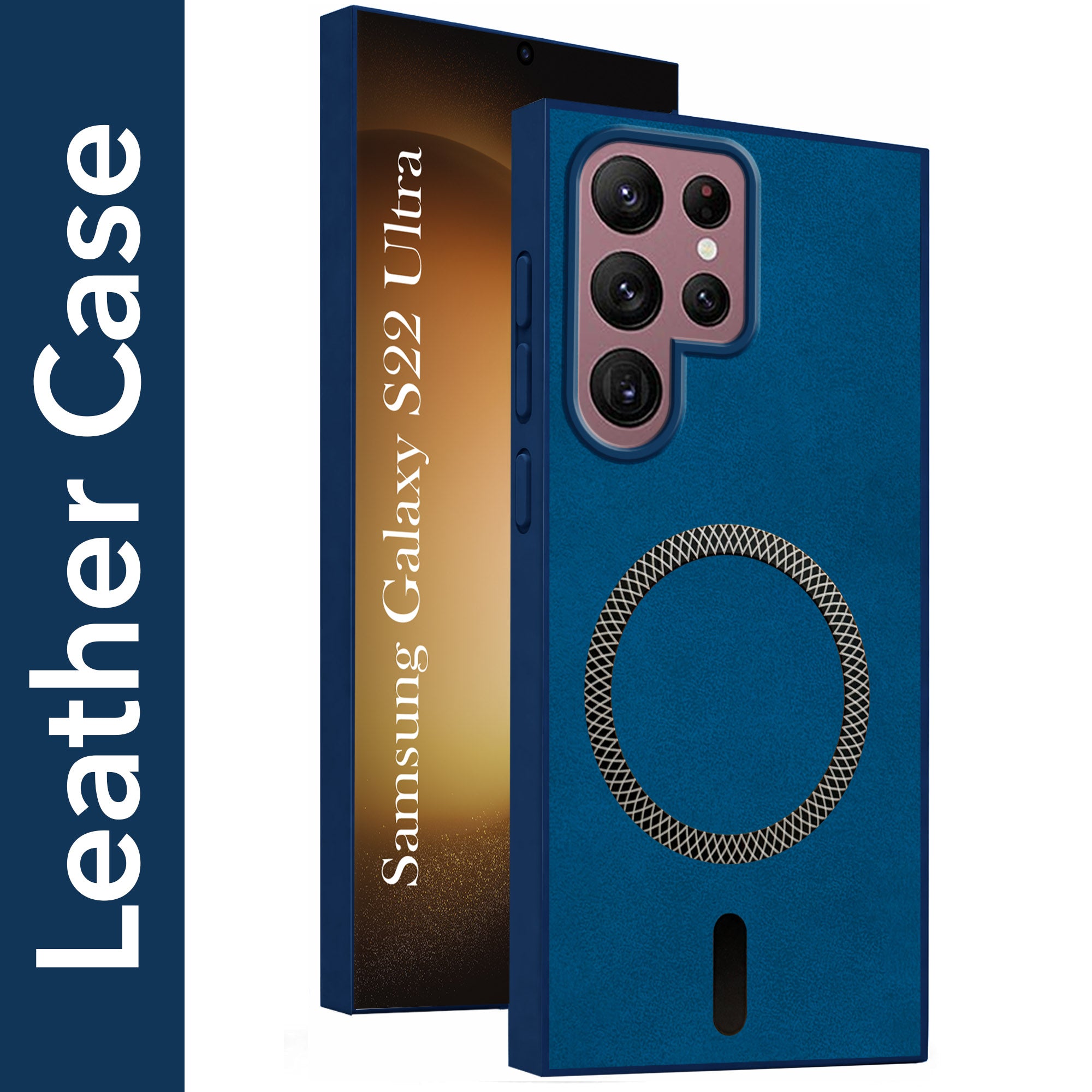 For Samsung Galaxy S22 Ultra 5G Back Cover Case Leather Finish (MagSafe Compatible Wireless Charging | Soft Touch | Camera Bump Protection)