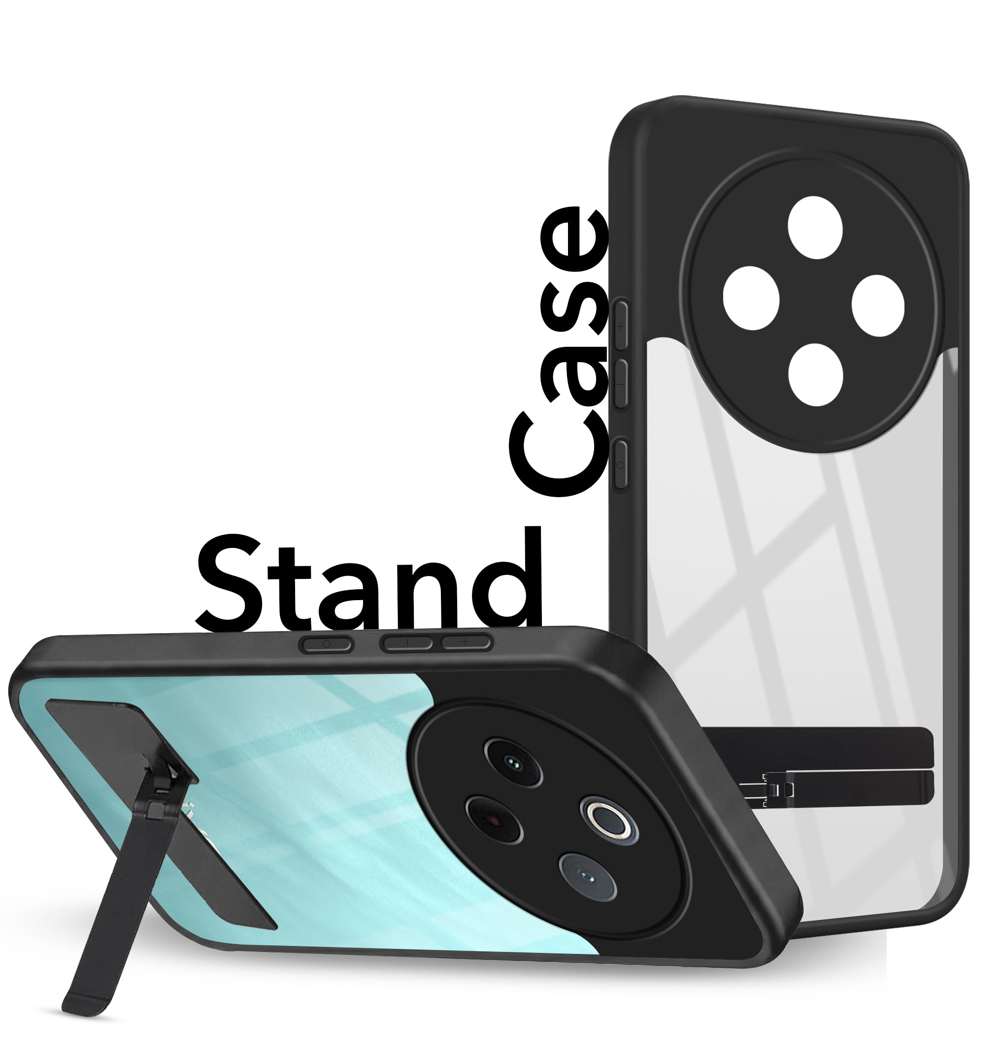 For Vivo T4 Back Cover Case (Built-in Stand | Lifetime Anti Yellow | Kickstand Shockproof | Camera Protection | MagSafe Compatible)