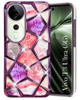For Vivo T3 Ultra Back Cover Case ( Dual Design Glitter Sparkle and Detachable Diamond Print Case | Soft and Flexible)