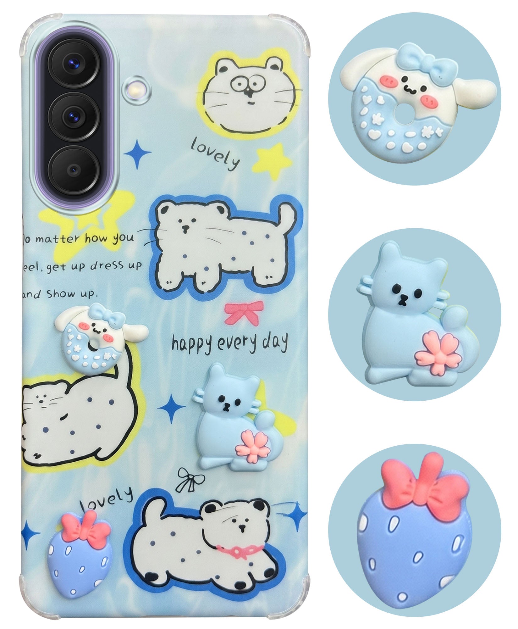 For Samsung Galaxy A37 5G Back Cover Case (3D Cute Cartoons | Hard Back Side Soft | Matte Premium Finish | HD Printing)