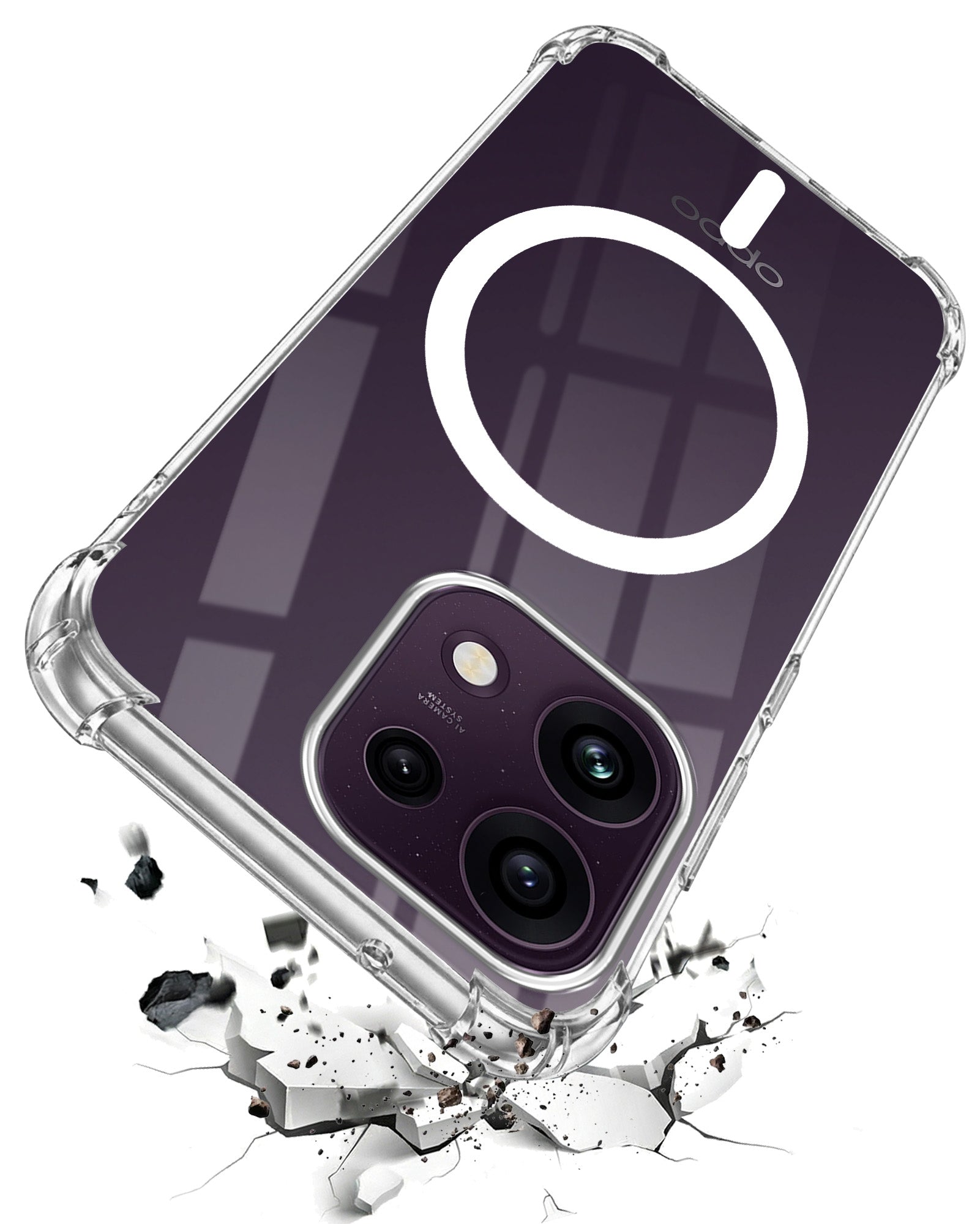 For Oppo Reno 16C 5G Back Cover Shockproof Crystal-Clear (Magsafe Wireless Support | Drop & Camera Protection | Hard Polycarbonate)
