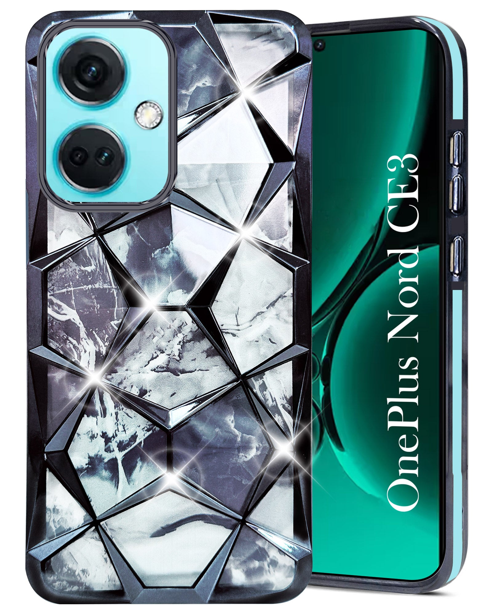 For OnePlus Nord CE Back Cover Case (Dual Design Glitter Sparkle