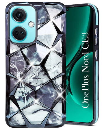 For OnePlus Nord CE 3 Back Cover Case (Dual Design Glitter Sparkle and Detachable Diamond Print Case | Soft and Flexible)