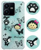 For Vivo Y22 | Vivo Y22s Back Cover Case (3D Cute Cartoons | Hard Back Side Soft | Matte Premium Finish | HD Printing)