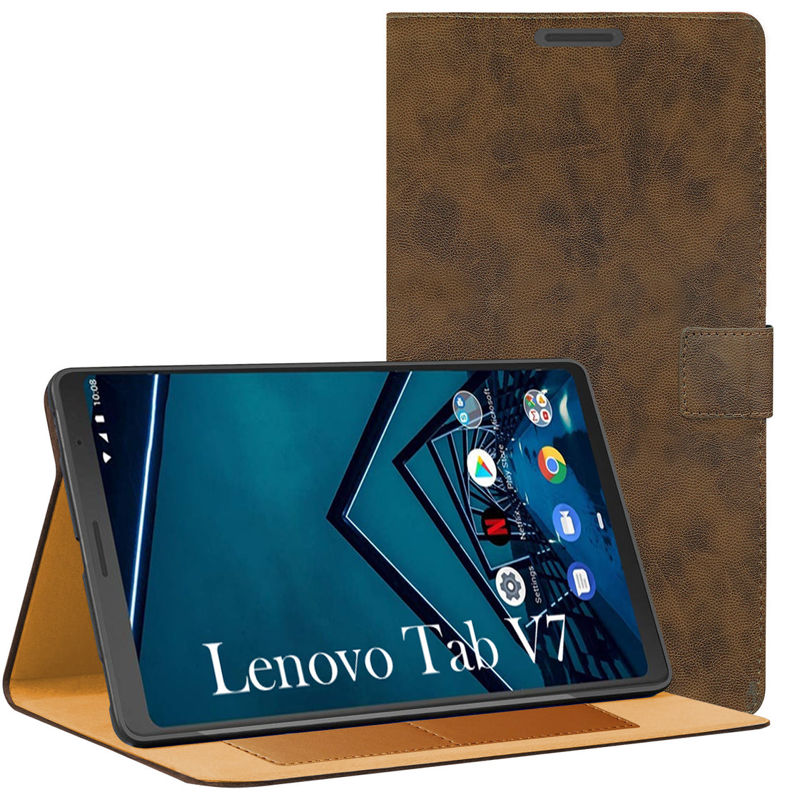 For Lenovo Tab V7 6.95 Inch PB-6505M/6505MC Flip Cover Folio Cover (PU Leather | Multi-Angle Smart Stand | Card Storage Slots | Silicone Back Pouch)