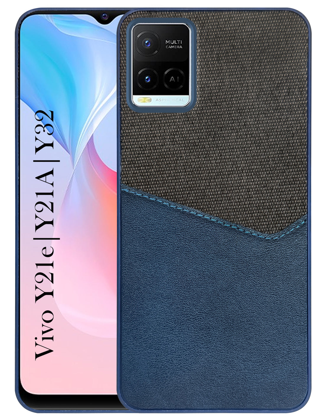 For Vivo Y21e | Vivo Y21A | Vivo Y32 Back Cover Case (Dual PU Leather Stitch | Professional Minimalist | Soft and Flexible)