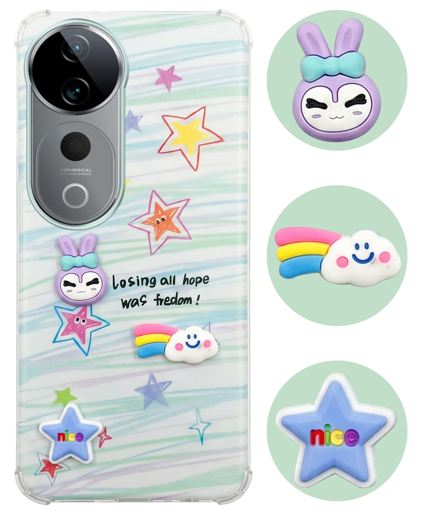 For Vivo T3 Ultra Back Cover Case (3D Cute Cartoons | Hard Back Side Soft | Matte Premium Finish | HD Printing)