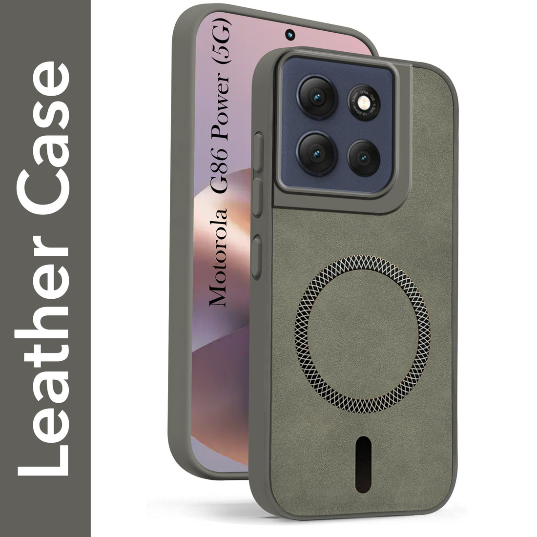 For Motorola Moto G86 Power Back Cover Case Leather Finish (MagSafe Compatible Wireless Charging | Soft Touch | Camera Bump Protection)