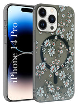 For Apple iPhone 14 Pro Back Cover Case (Cute Floral Design | Flower Print for Girls | MagSafe Compatible Wireless Charging)