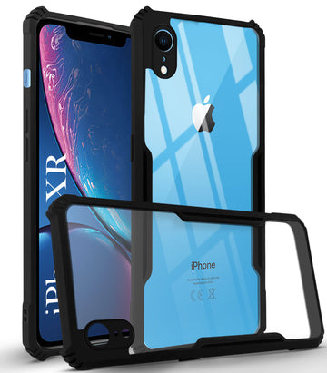 For Apple iPhone XR Back Cover Case ( Shockproof with Polycarbonate Clear Panel | Professional Black)