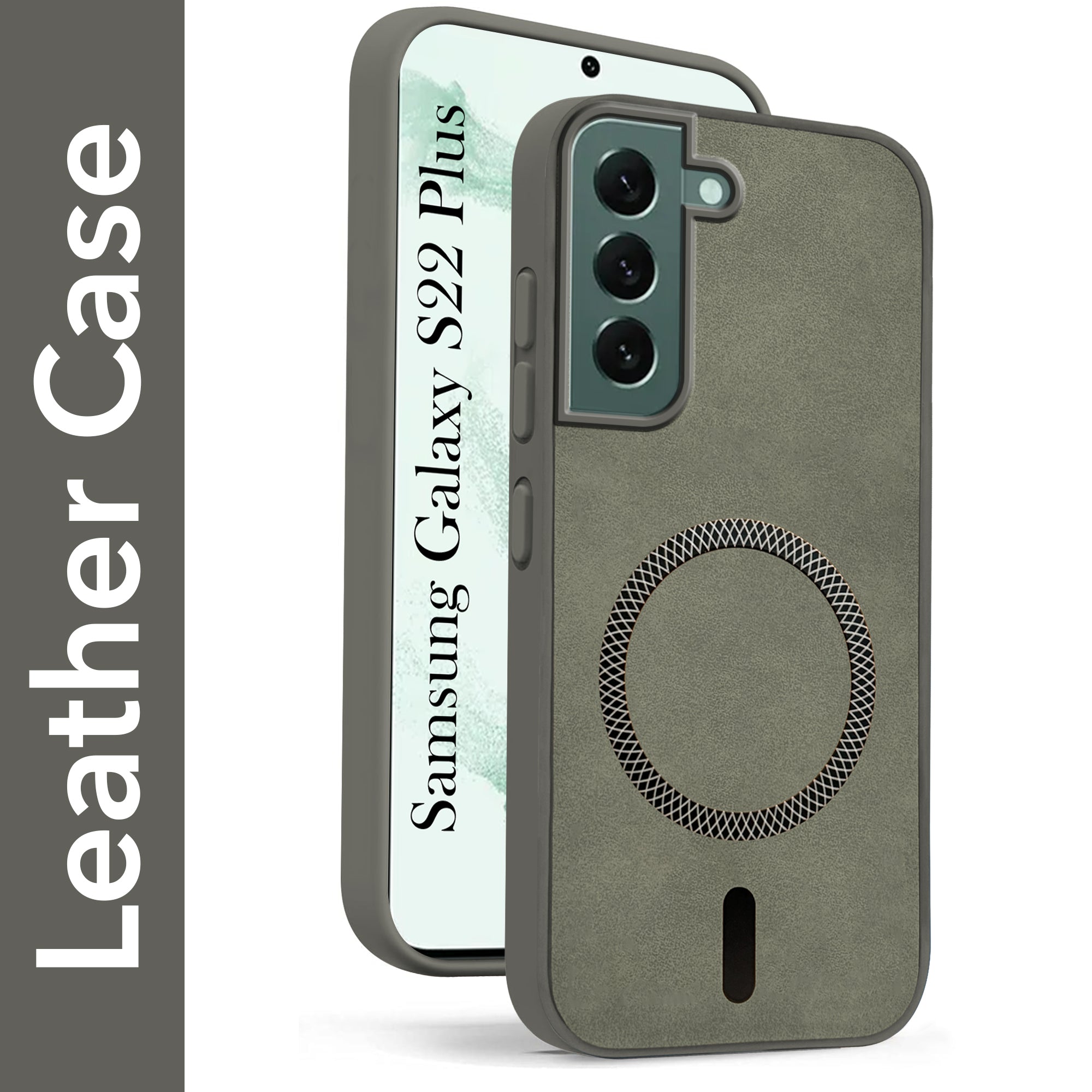 For Samsung Galaxy S22 Plus 5G Back Cover Case Leather Finish (MagSafe Compatible Wireless Charging | Soft Touch | Camera Bump Protection)