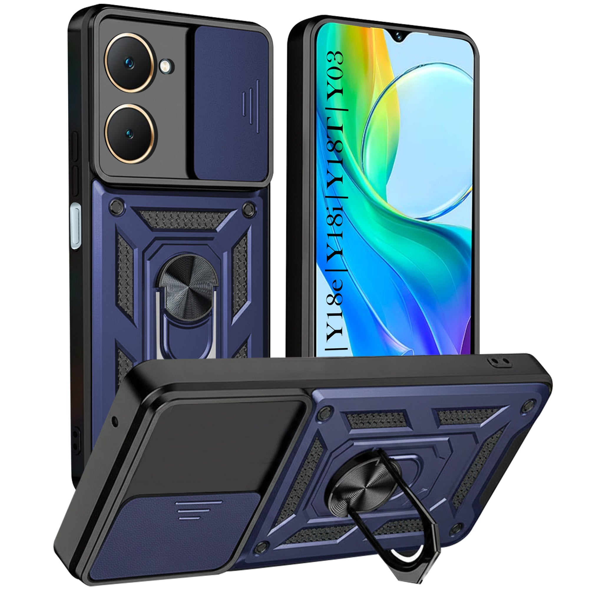 For Vivo Y18 | Y18e | Y03 | Y18i | Y18t Back Cover Case (Hybrid Dual Armor Polycarbonate)