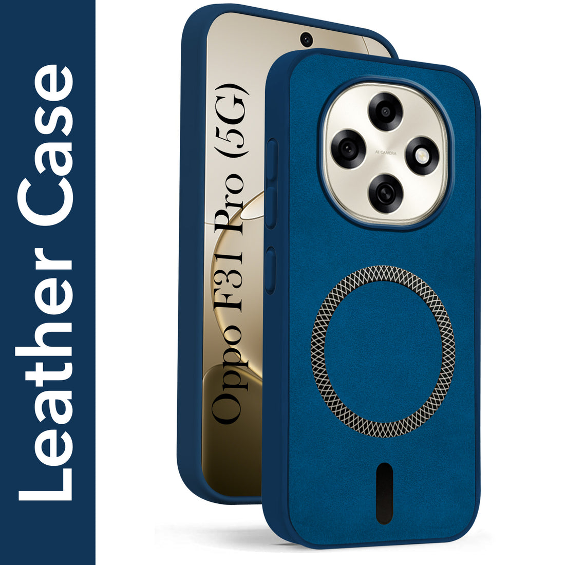 For Oppo F31 Pro Back Cover Case Leather Finish (MagSafe Compatible Wireless Charging | Soft Touch | Camera Bump Protection)