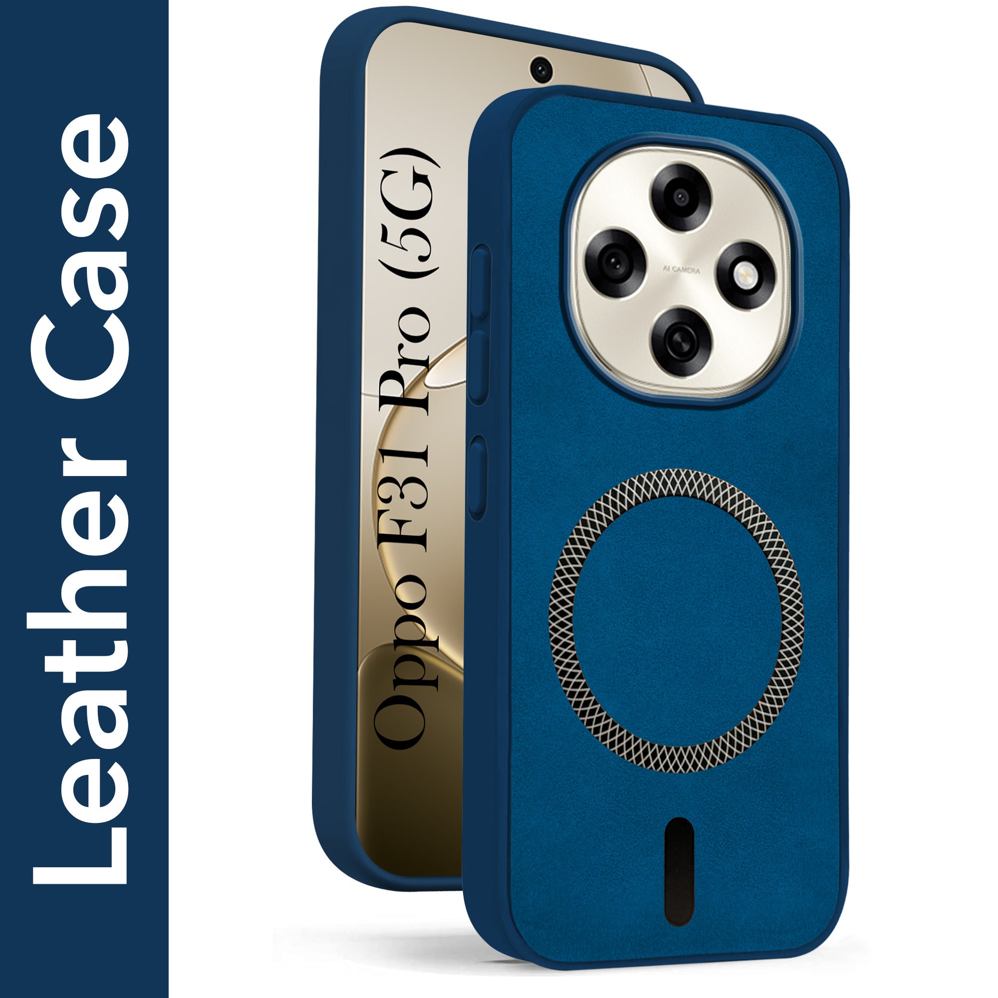 For Oppo F31 Pro Back Cover Case Leather Finish (MagSafe Compatible Wireless Charging | Soft Touch | Camera Bump Protection)