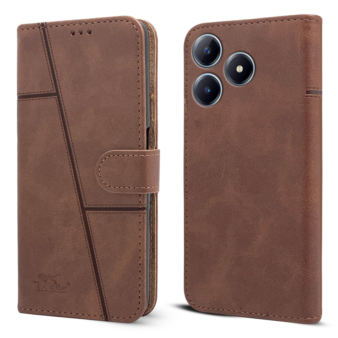 For Realme C63 Flip Cover Case (Stitched Leather with Magnetic Closure)