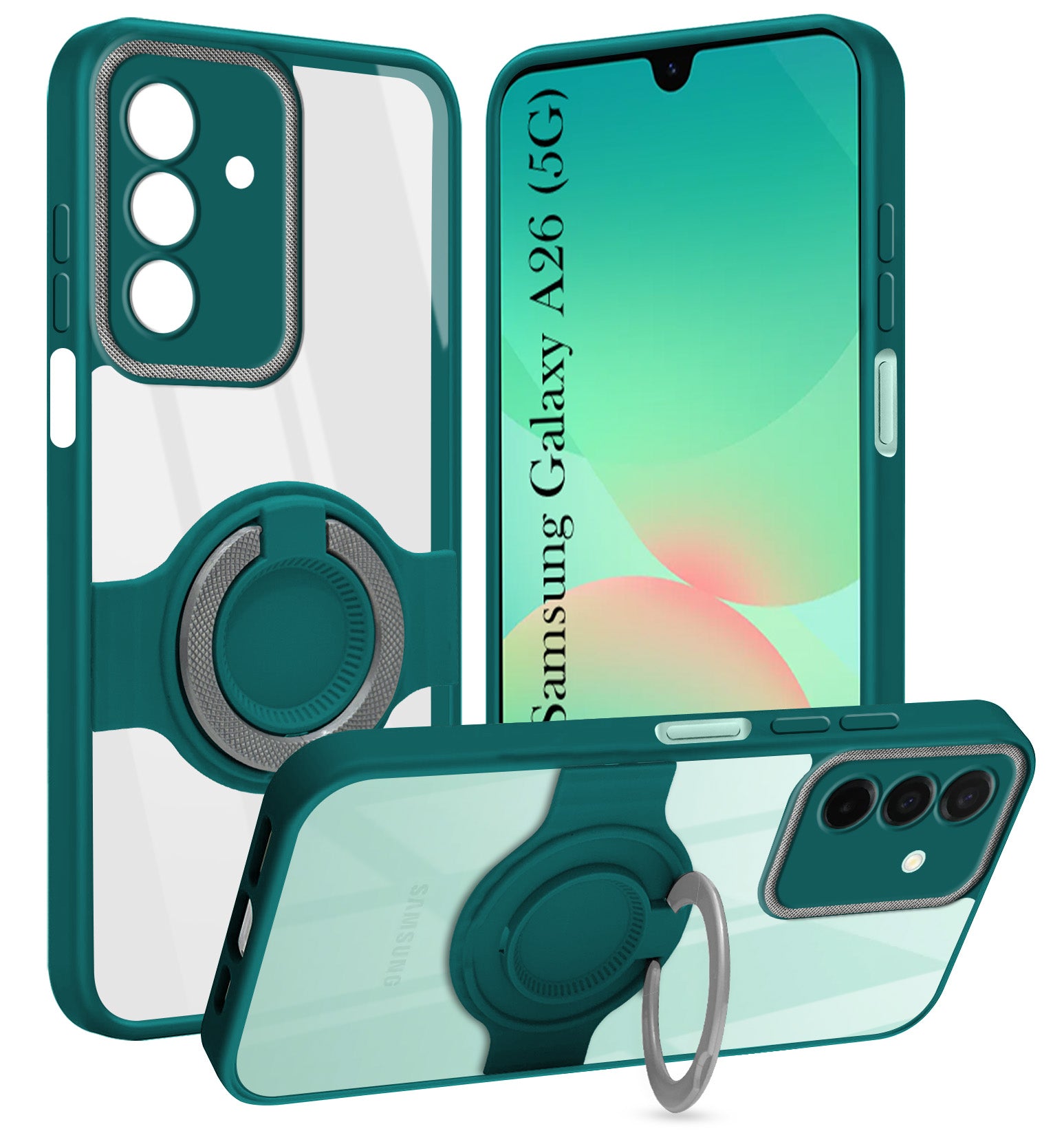 For Samsung Galaxy A26 5G Back Cover Case with stand (Built-in Ring Holder Kickstand | Lifetime Anti Yellow | Camera Protection)