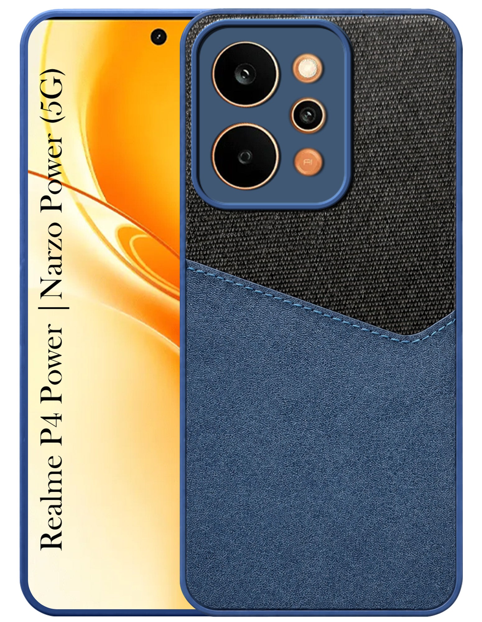 For Realme P4 Power 5G | Realme Narzo Power Back Cover Case (Dual PU Leather Stitch | Professional Minimalist | Soft and Flexible)