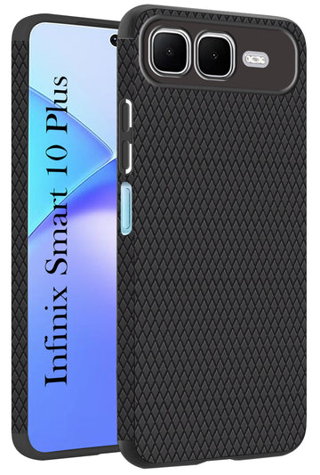 For Infinix Smart 10 Plus Back Cover Case (Camera Protection | Side Grip Texture | Soft and Flexible)