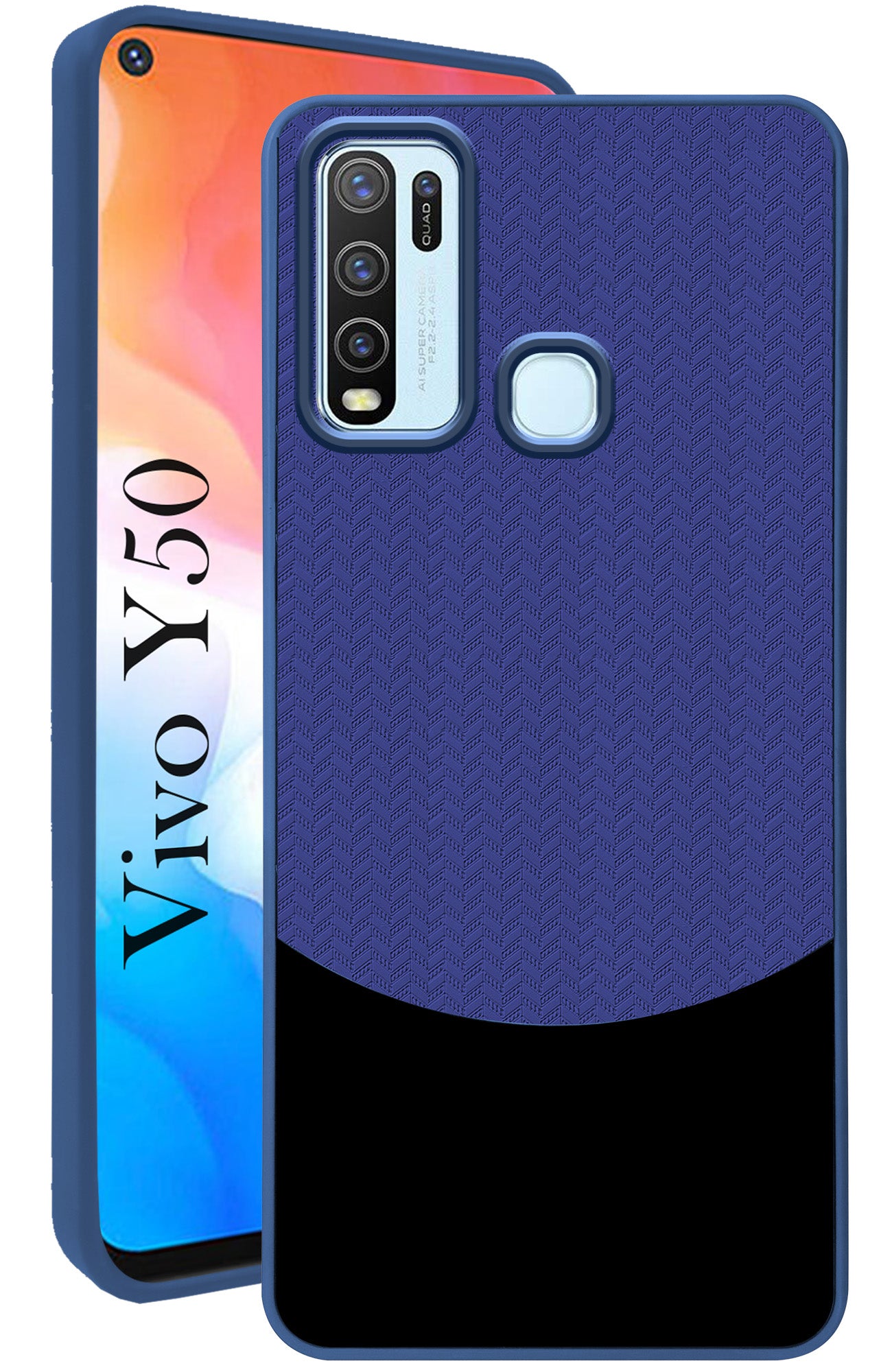 For Vivo Y50 Back Cover Case (Elegant PU Leather Finish | Premium Minimalist Professional | Camera Protection Bump)