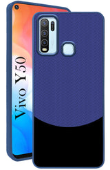 For Vivo Y50 Back Cover Case (Elegant PU Leather Finish | Premium Minimalist Professional | Camera Protection Bump)